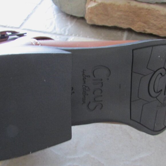 NEW SAM EDELMAN CIRCUS COGNAC TALL BOOTS WOMENS  ZIP SIDE - Picture 9 of 11